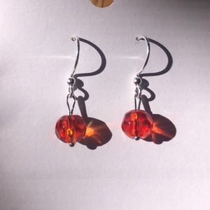 Handmade ❤️ Orangish Red Bead Earrings